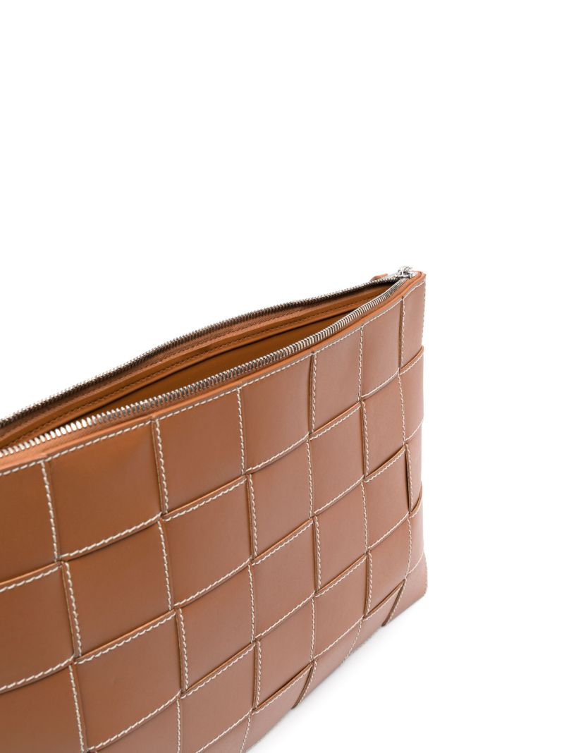 Brown Cassette Leather Clutch Bag