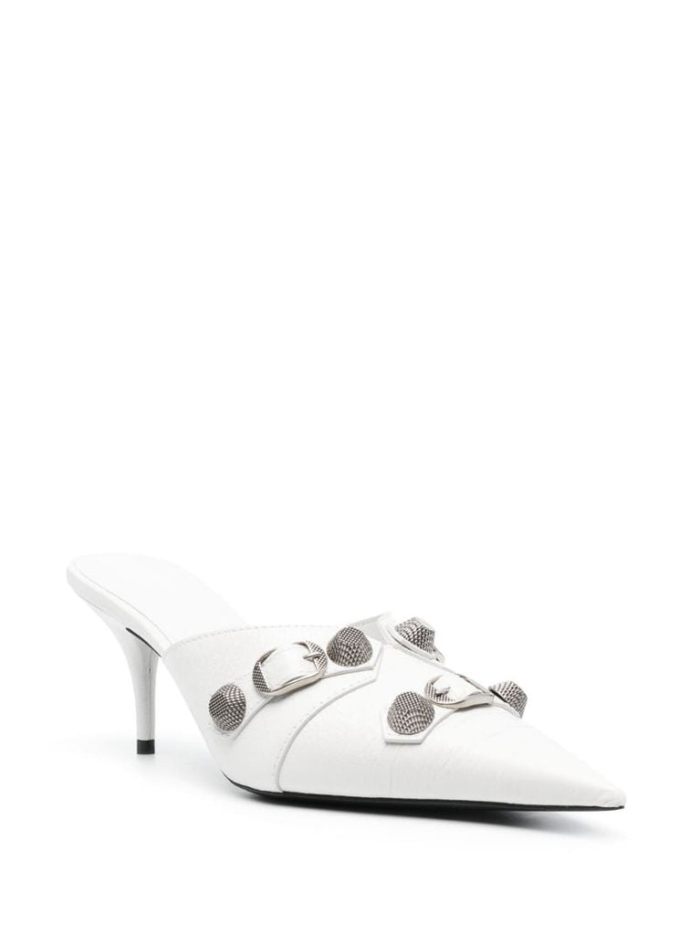 White Cagole 80 Leather Mules