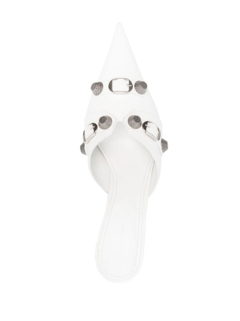 White Cagole 80 Leather Mules