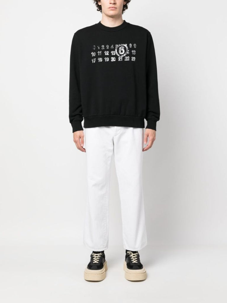 Black Numbers Logo Cotton Sweatshirt