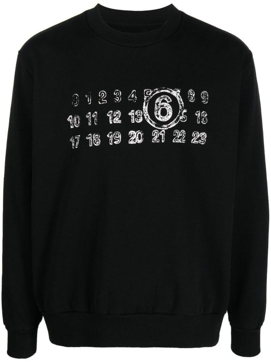 Black Numbers Logo Cotton Sweatshirt