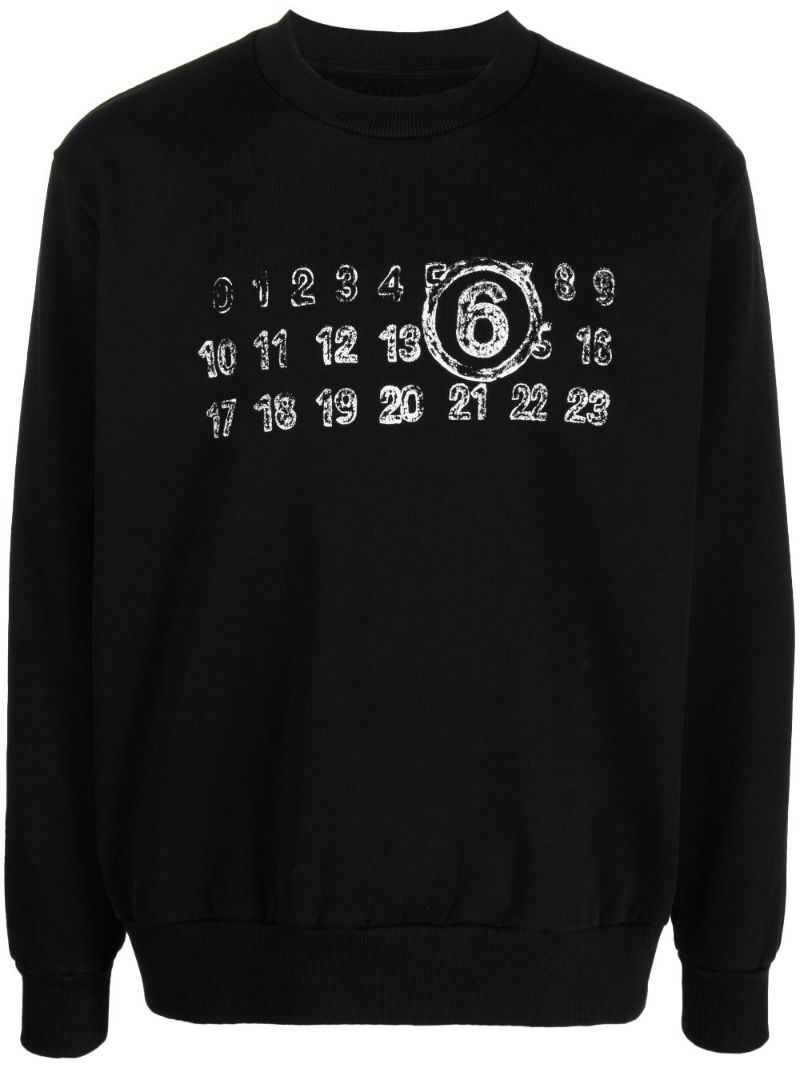 Black Numbers Logo Cotton Sweatshirt