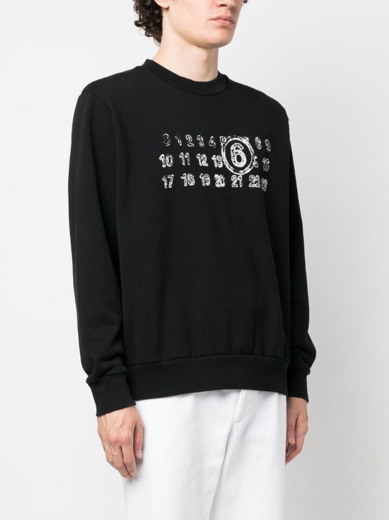 Black Numbers Logo Cotton Sweatshirt