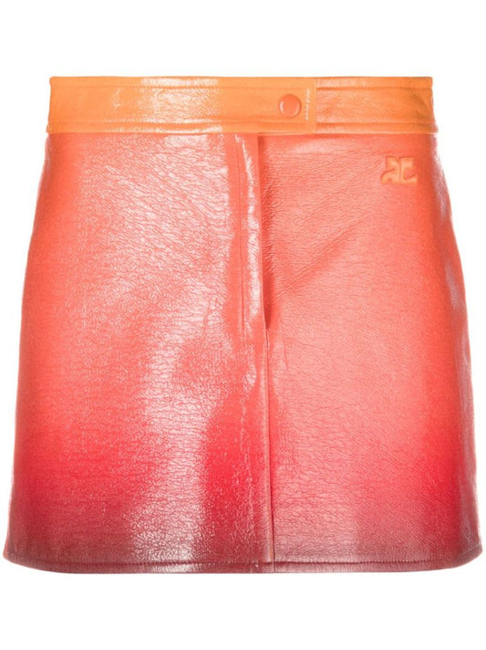 Orange Iconic Vinyl Mini Skirt