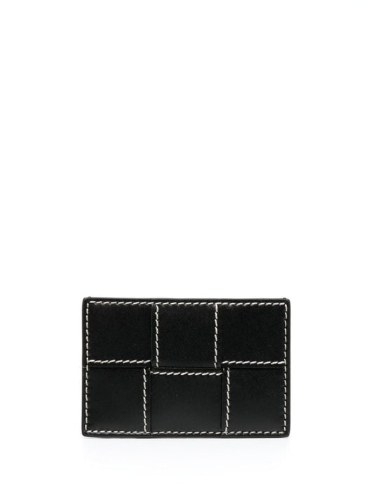 Black Cassette Intrecciato-leather Cardholder