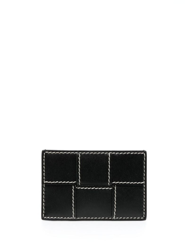 Black Cassette Intrecciato-leather Cardholder