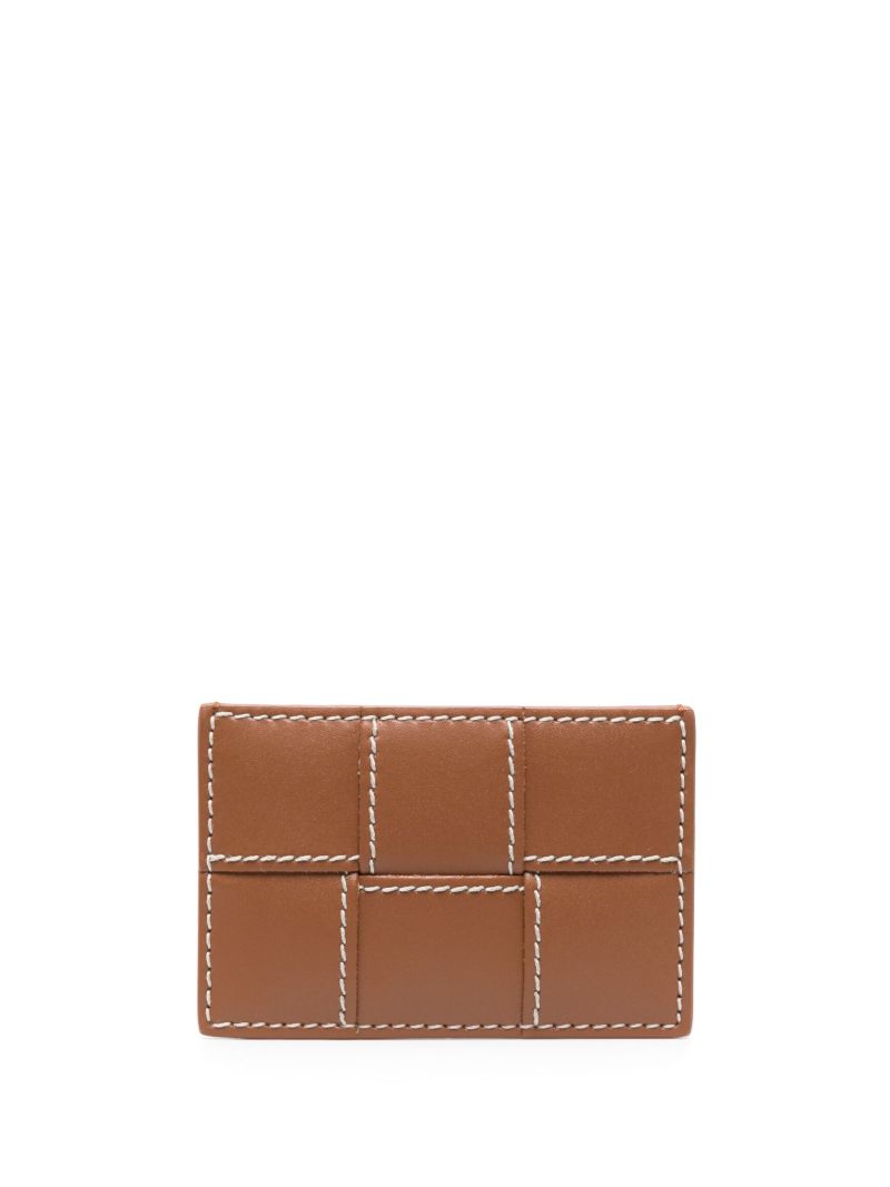 Brown Cassette Intreccio Leather Cardholder