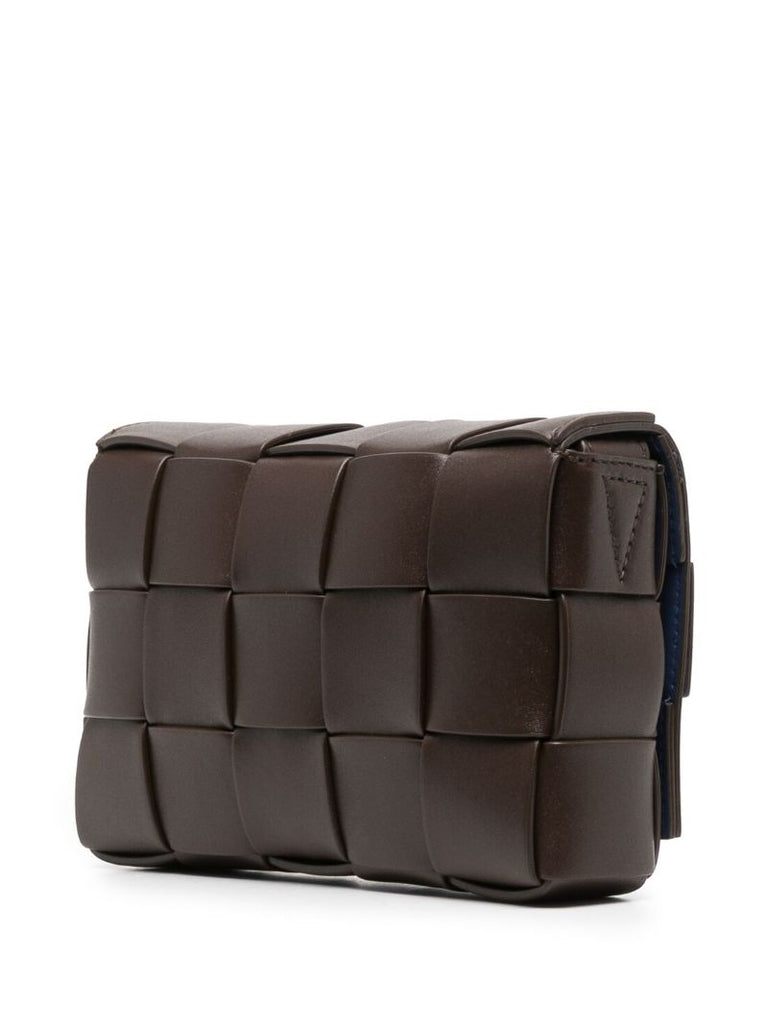Brown Cassette Intrecciato Leather Shoulder Bag