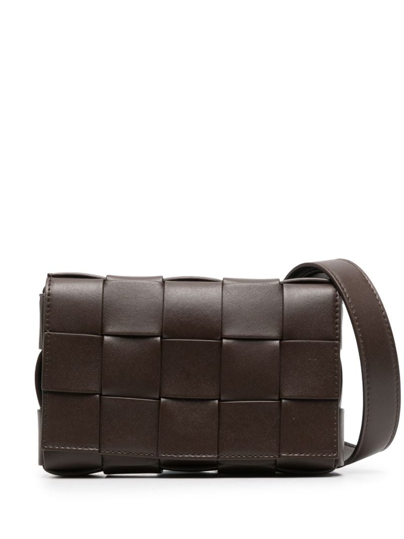 Brown Cassette Intrecciato Leather Shoulder Bag