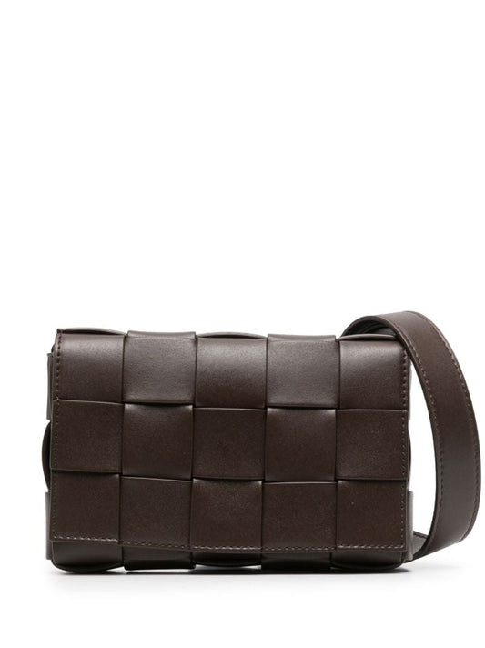 Brown Cassette Intrecciato Leather Shoulder Bag