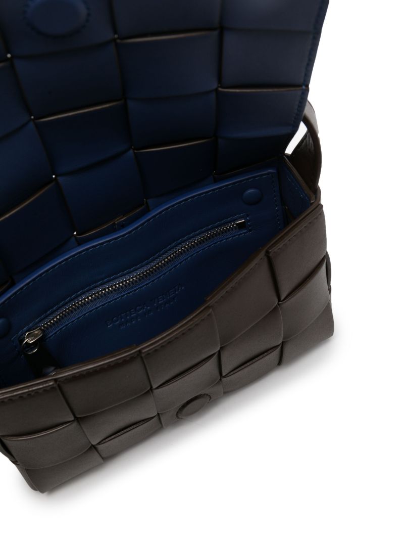 Brown Cassette Intrecciato Leather Shoulder Bag