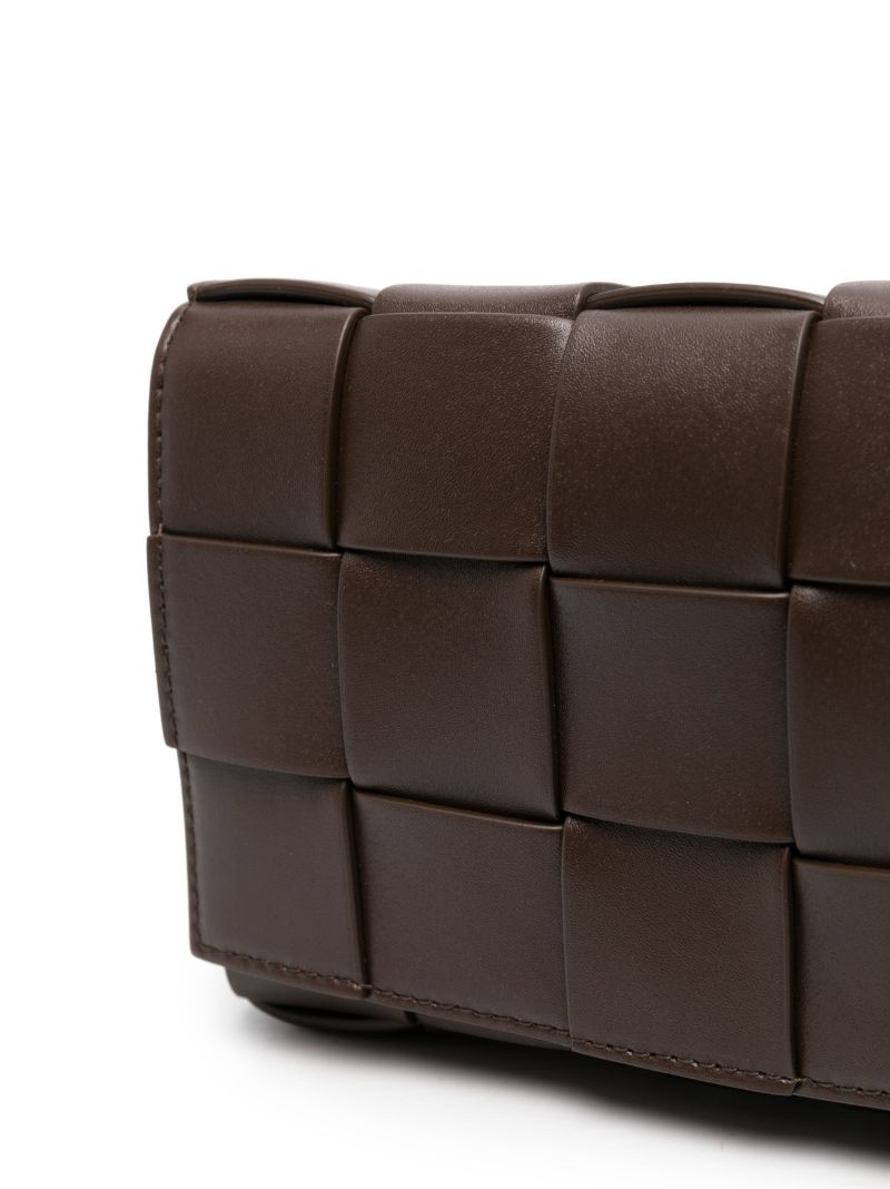 Brown Cassette Intrecciato Leather Shoulder Bag