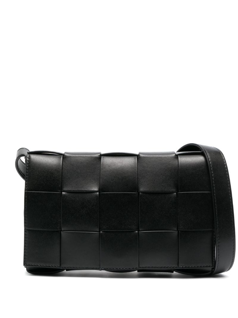 Black Cassette Intrecciato Leather Shoulder Bag