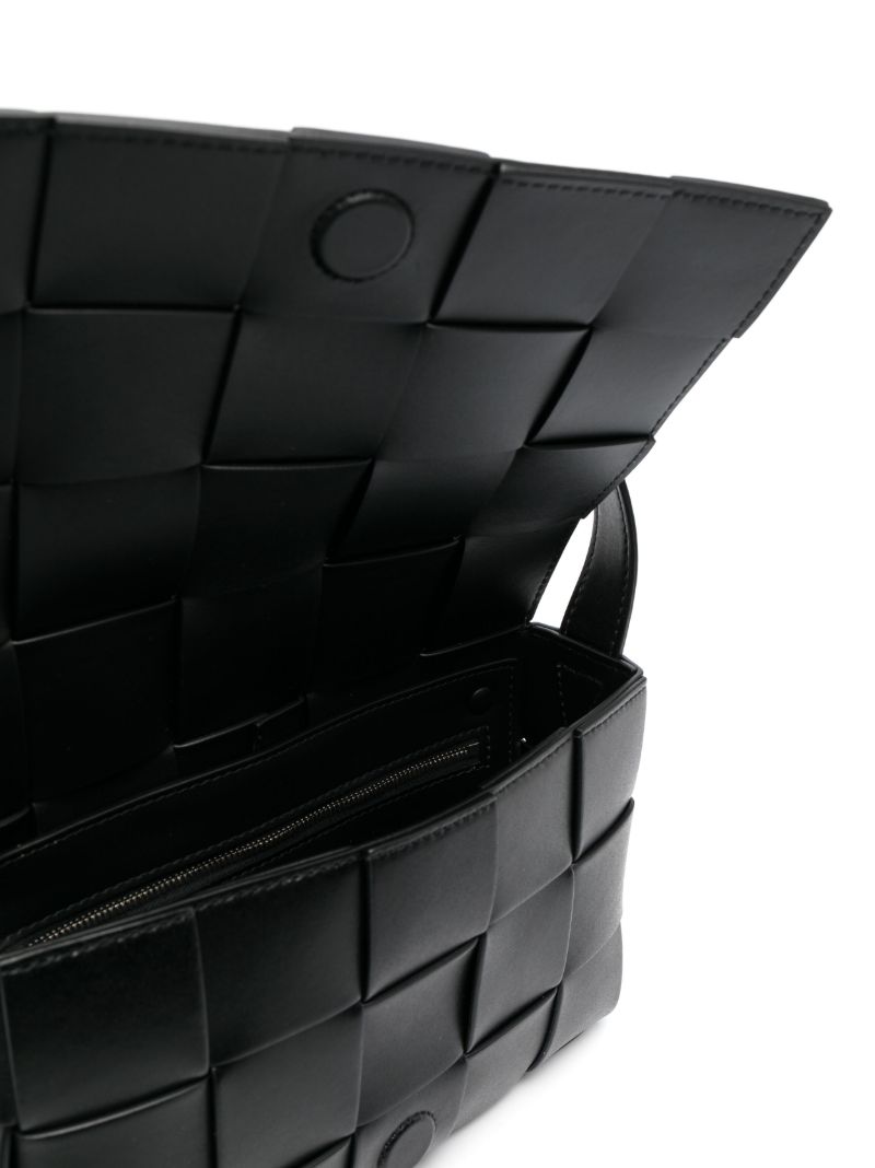 Black Cassette Intrecciato Leather Shoulder Bag