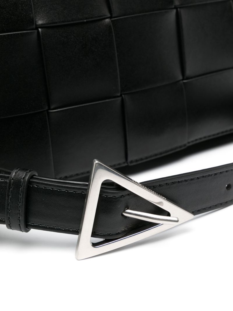 Black Cassette Intrecciato Leather Shoulder Bag