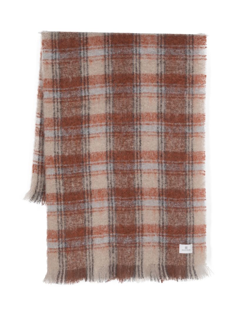 Orange Harlyn Checked Throw