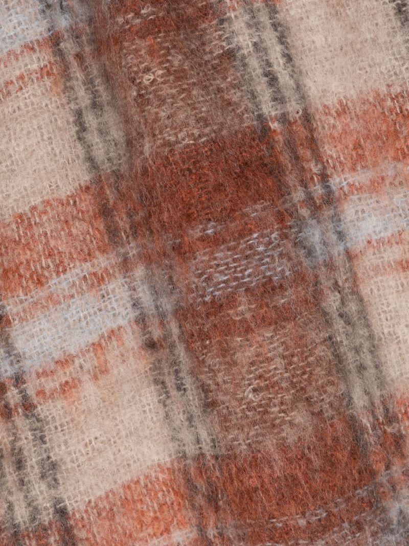 Orange Harlyn Checked Throw