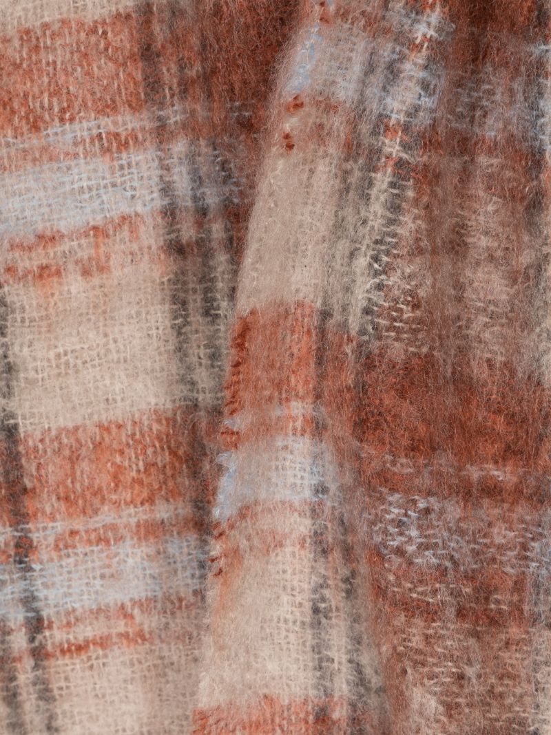 Orange Harlyn Checked Throw