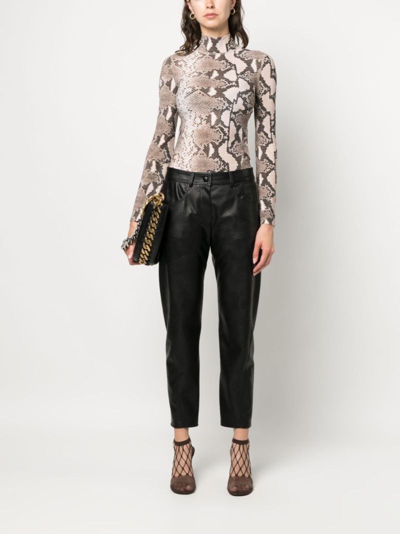 Neutral Snakeskin Print High-neck Top