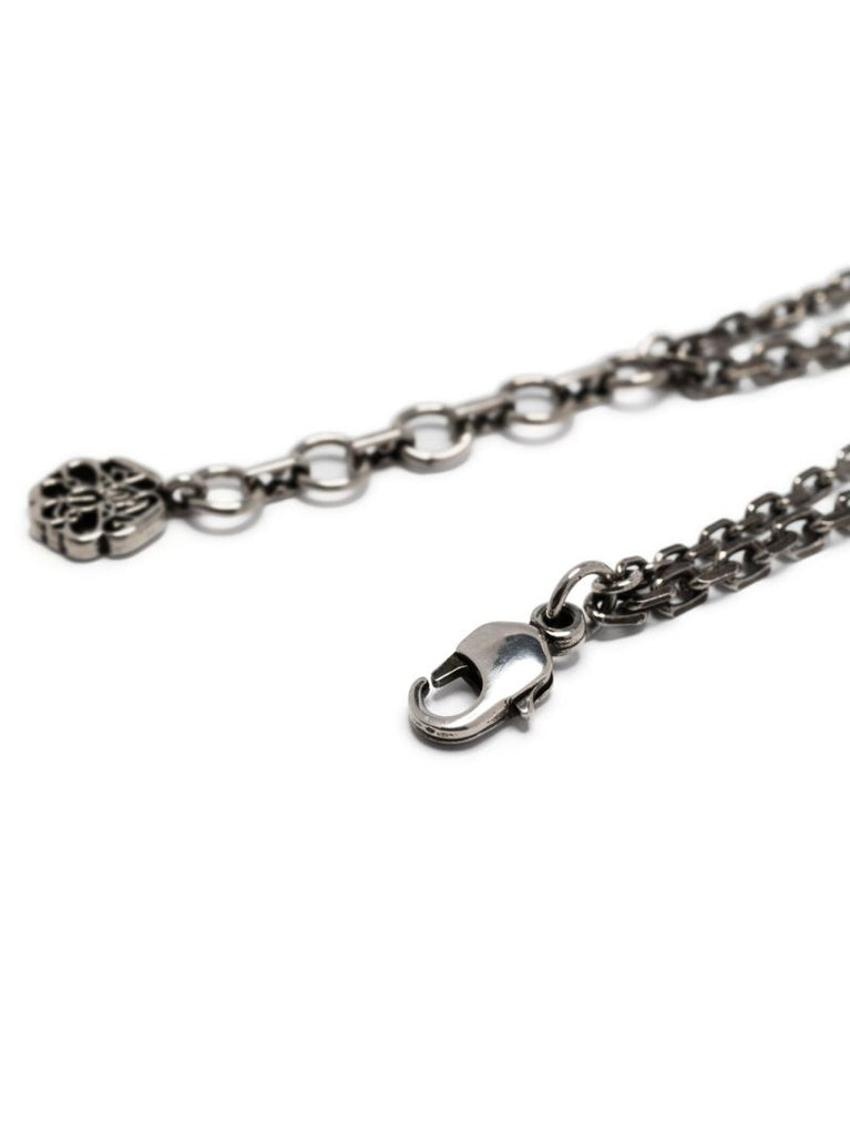 Silver-tone Skull Faux-pearl Bracelet