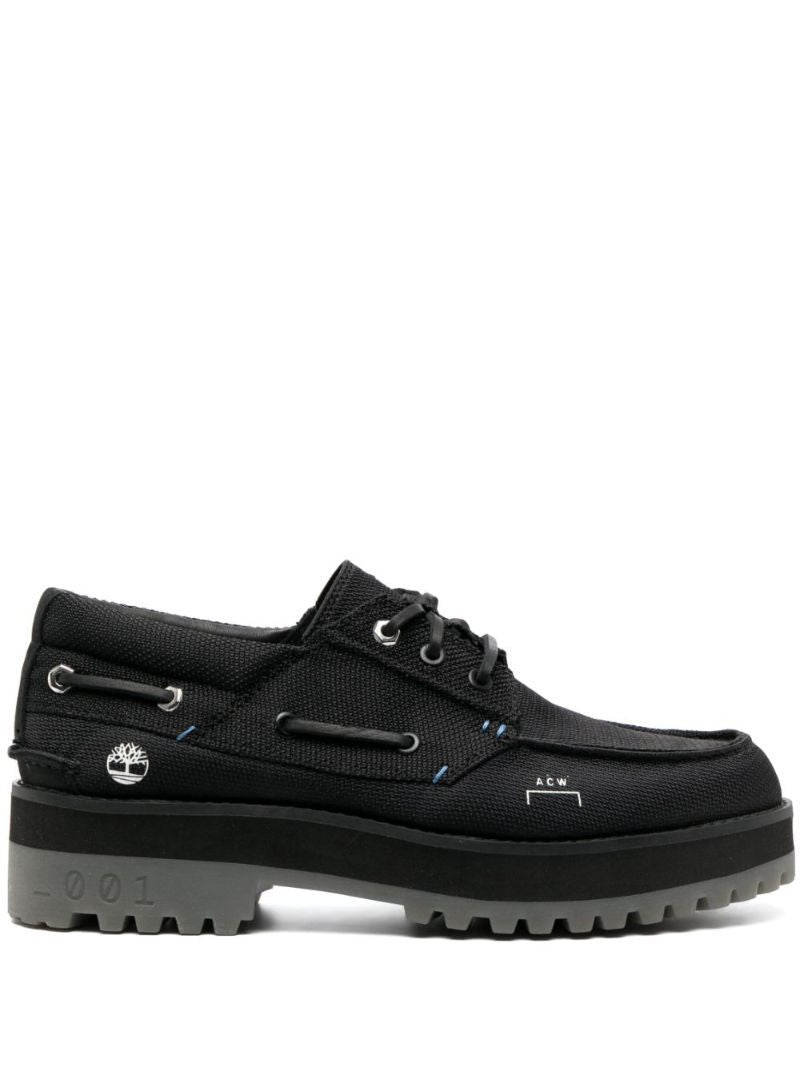 X Timberland Black 3-eye Boat Shoes
