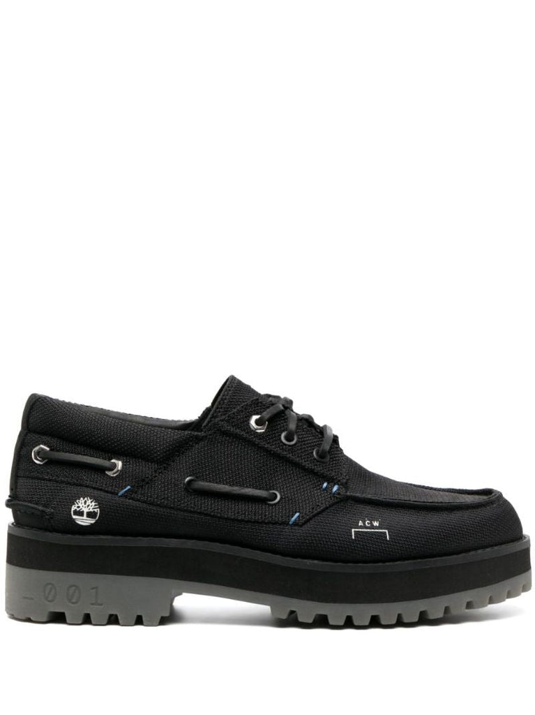 X Timberland Black 3-eye Boat Shoes