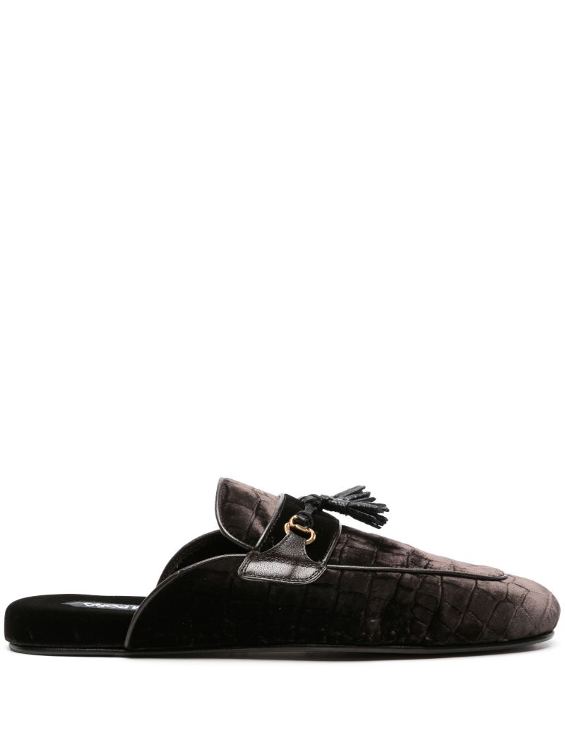 Brown Stephan Crocodile-effect Loafers