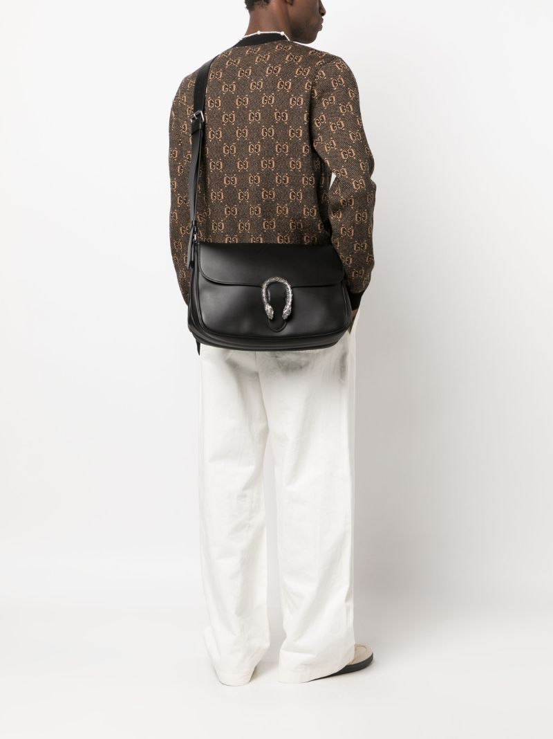 Black Dionysus Leather Messenger Bag