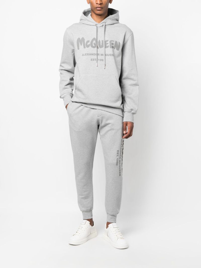 Grey Logo Print Hoodie