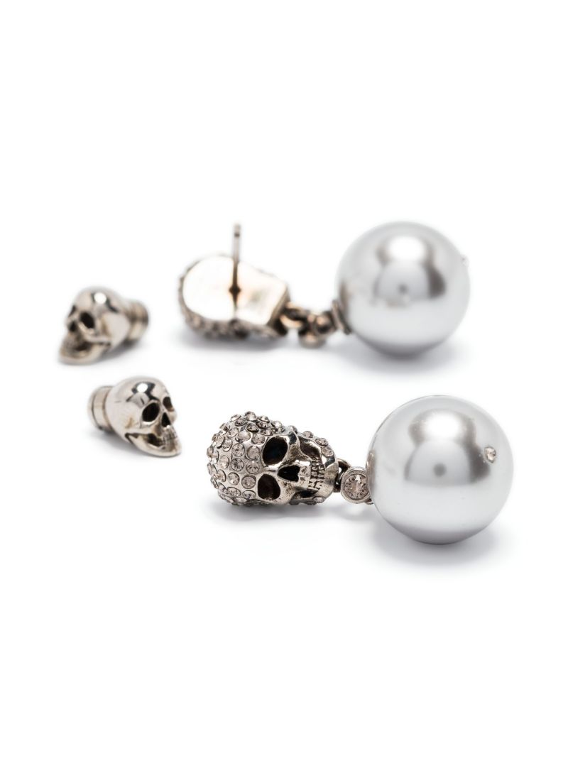 Silver-tone Skull Crystal Drop Earrings