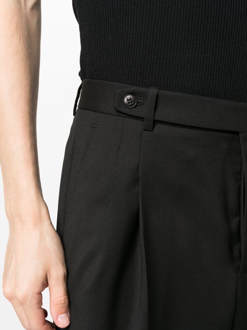 Black Capri Wool Straight-leg Trousers