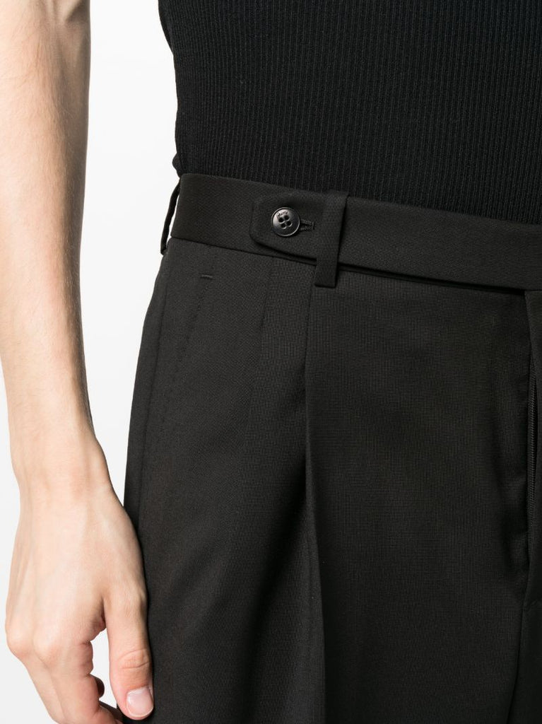 Black Capri Wool Straight-leg Trousers