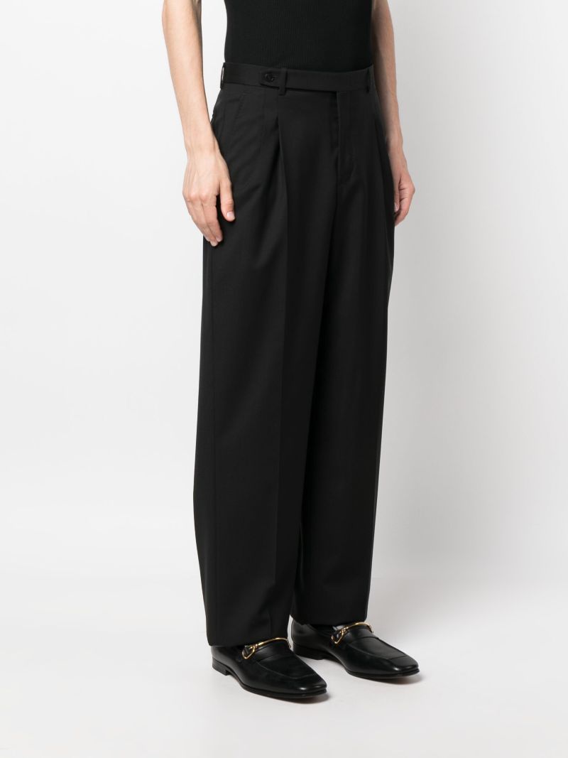 Black Capri Wool Straight-leg Trousers