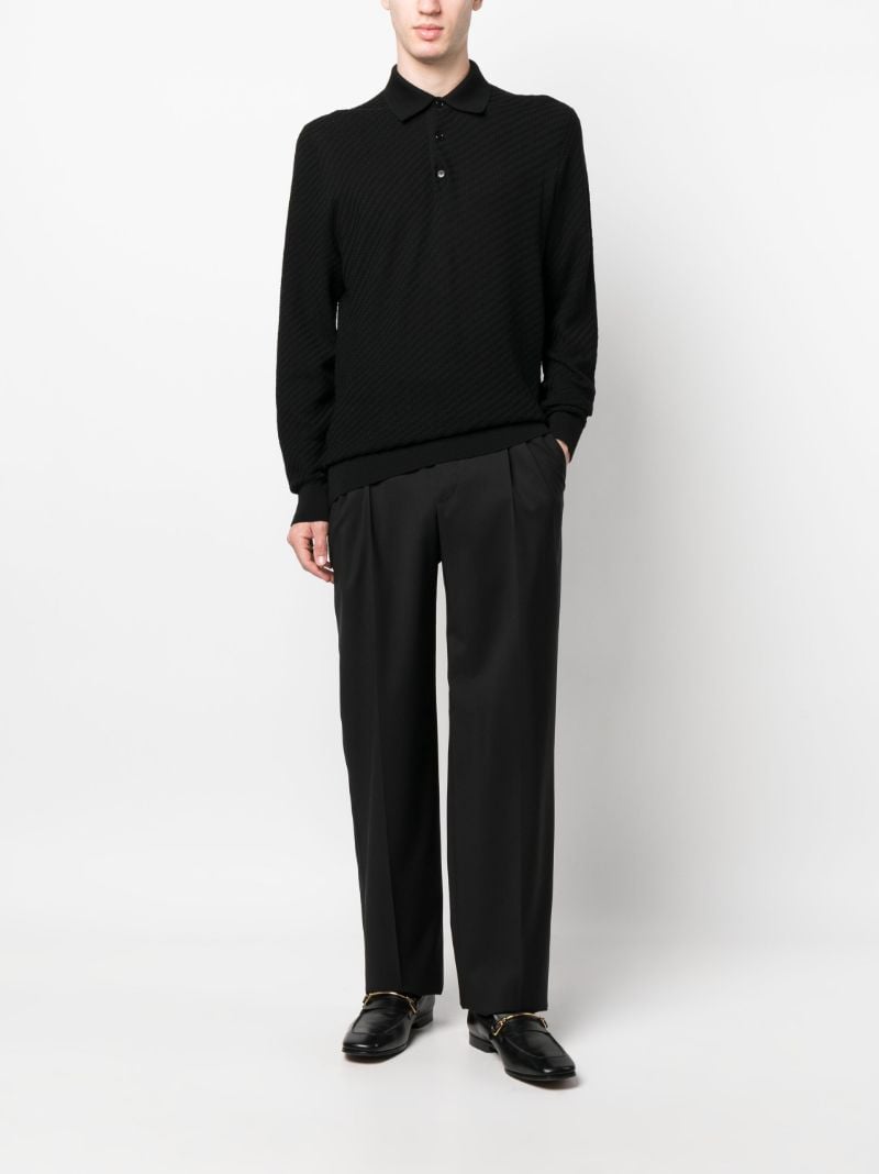 Black Capri Wool Straight-leg Trousers