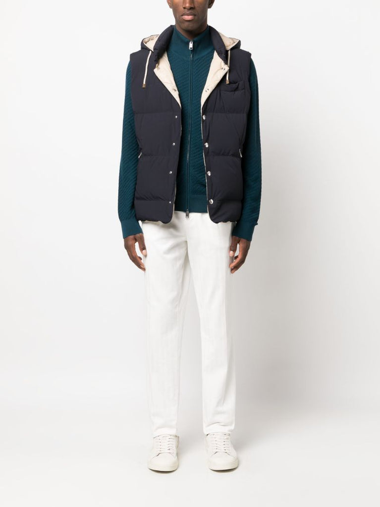 Blue Basket-weave Knitted Cardigan