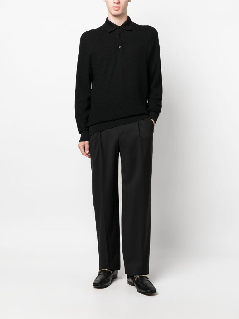 Black Long-sleeve Polo Shirt