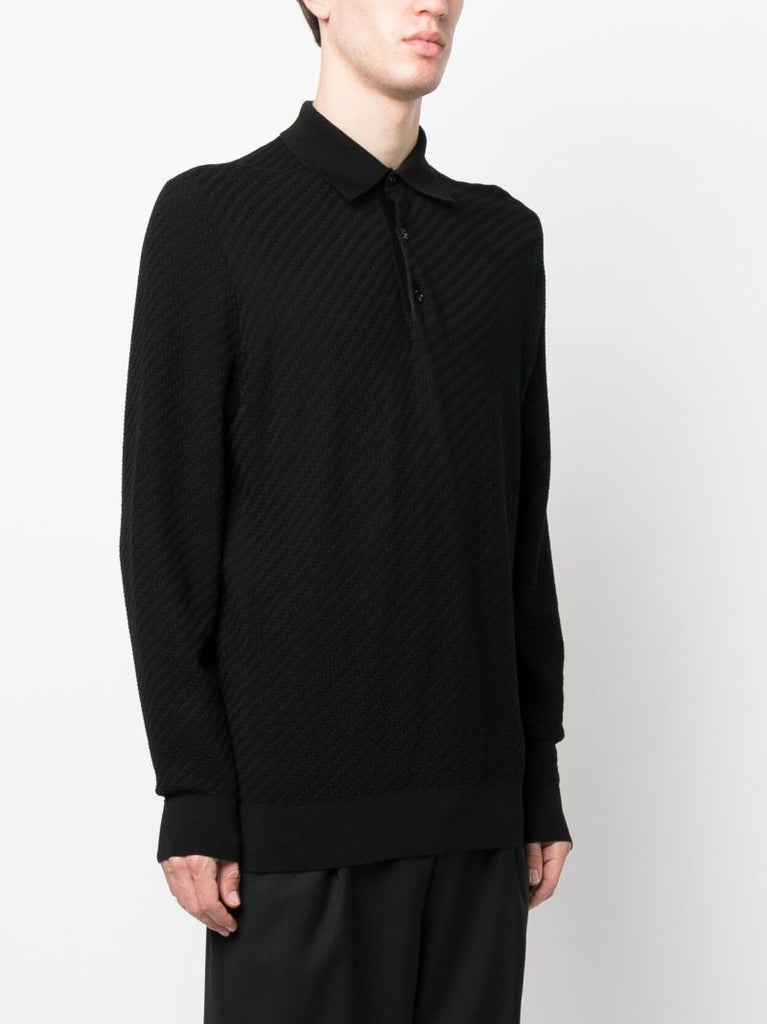 Black Long-sleeve Polo Shirt