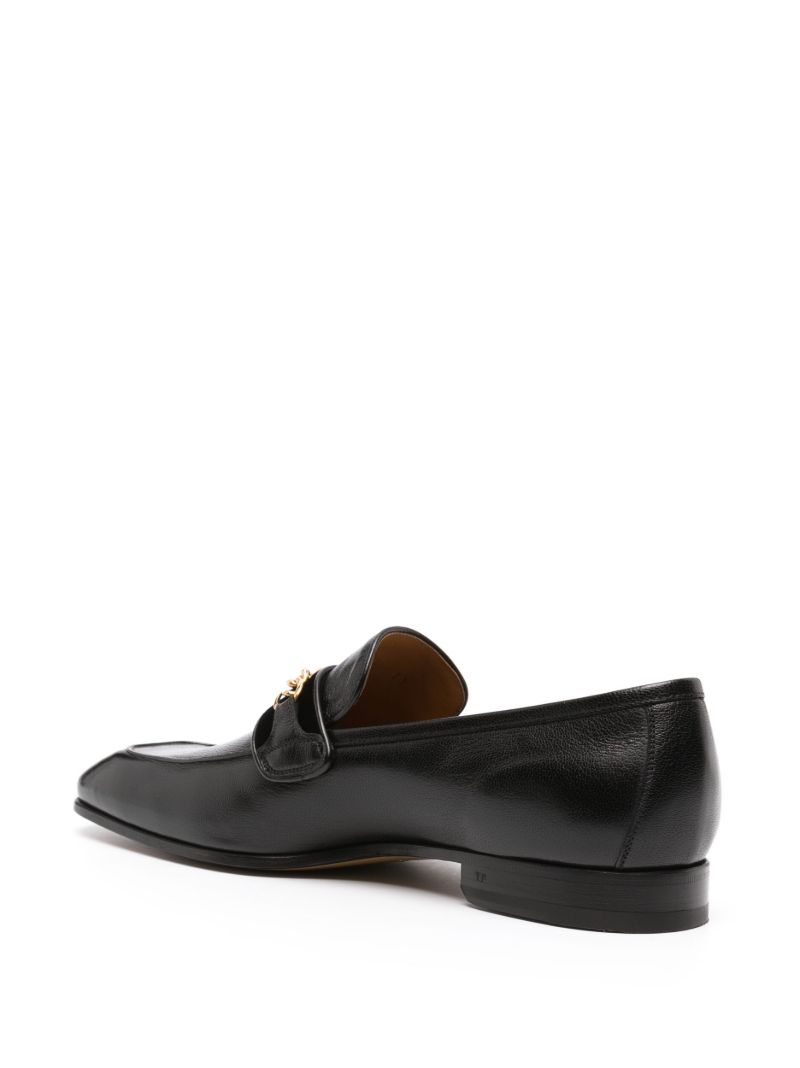 Black Bailey Chain Leather Loafers