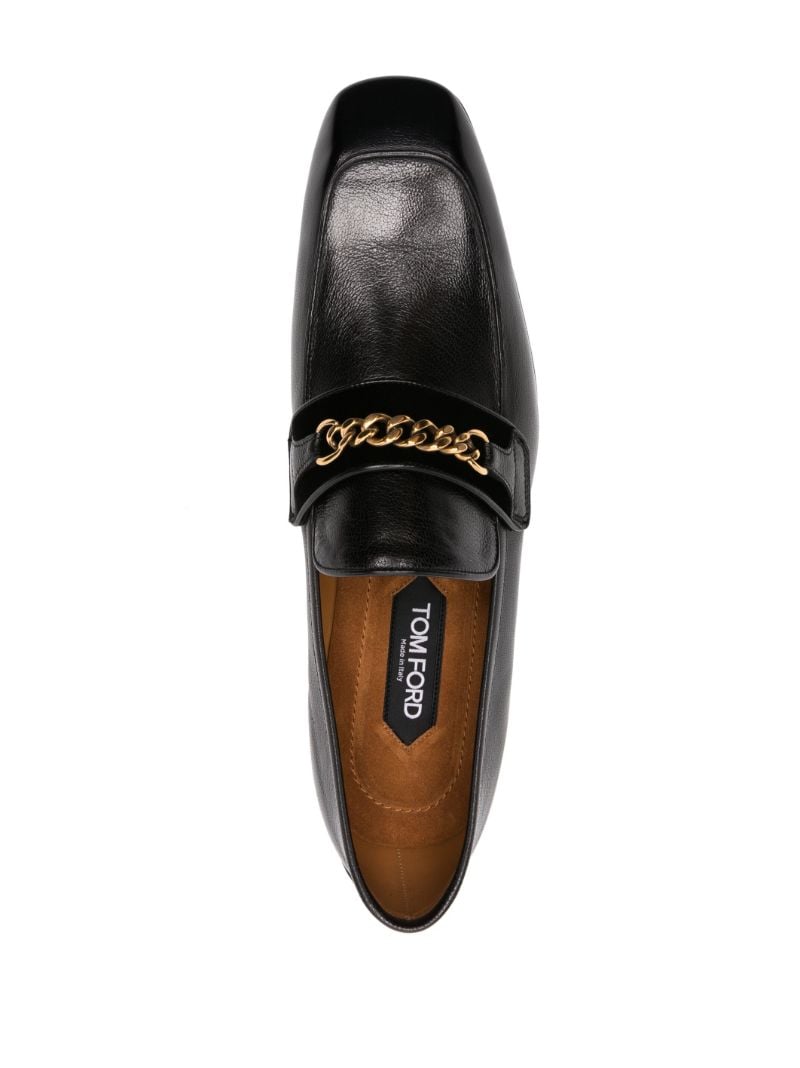 Black Bailey Chain Leather Loafers