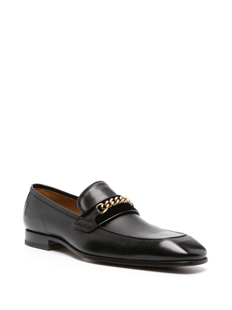 Black Bailey Chain Leather Loafers