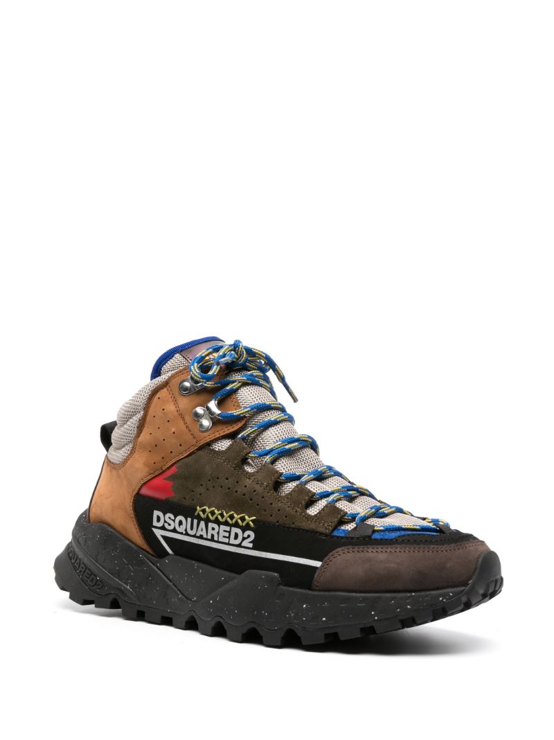 Brown Logo-print Leather Hiking Boots