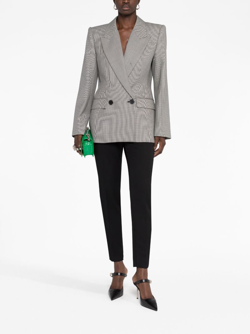 Black Houndstooth Double-breasted Wool Blazer