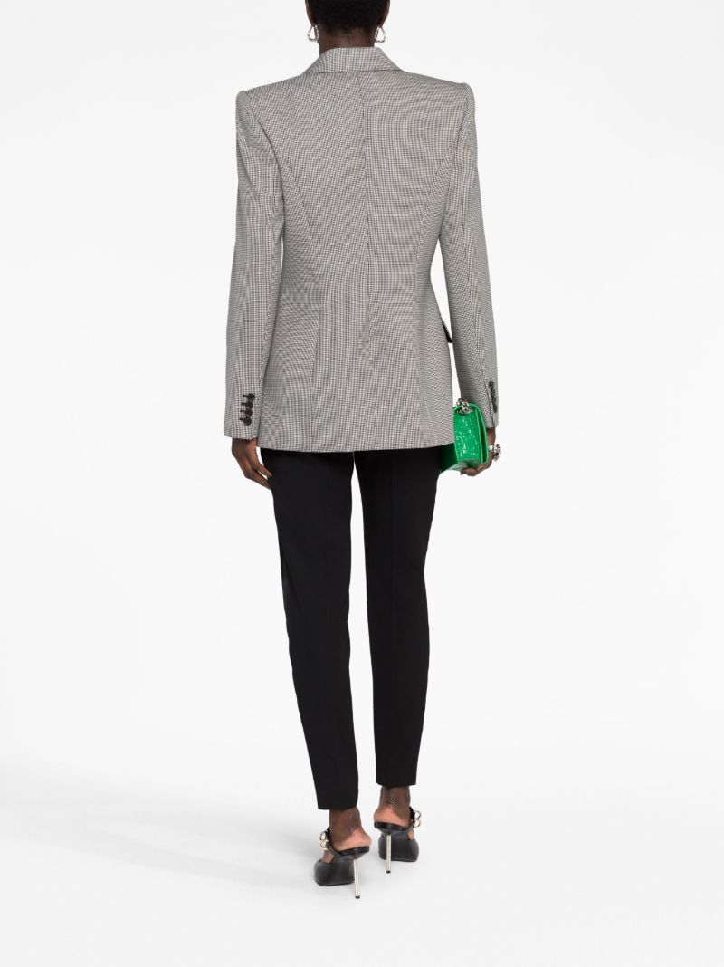 Black Houndstooth Double-breasted Wool Blazer