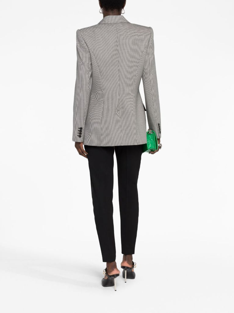 Black Houndstooth Double-breasted Wool Blazer