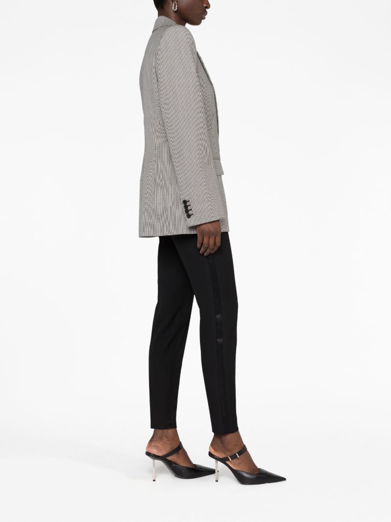 Black Houndstooth Double-breasted Wool Blazer