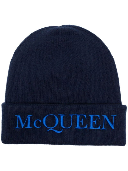 Blue Logo-embroidered Cashmere Beanie