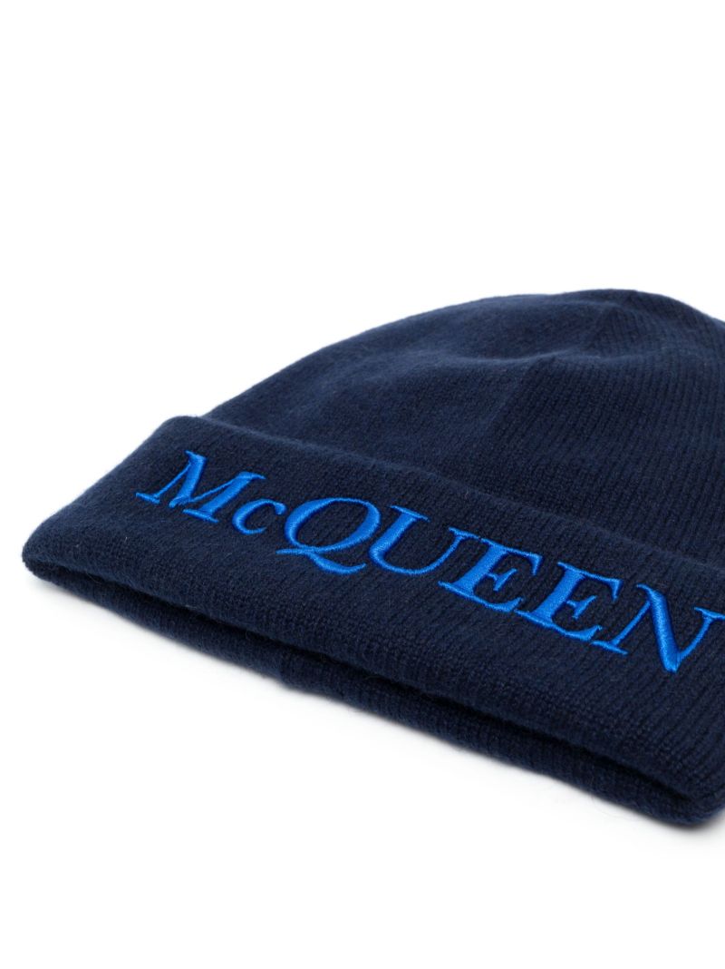 Blue Logo-embroidered Cashmere Beanie