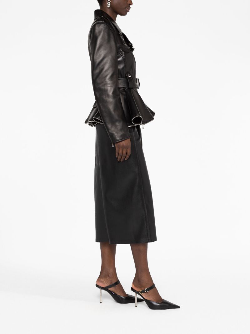 Black Peplum-hem Biker Jacket