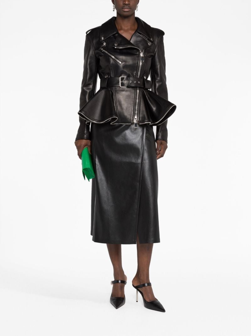 Black Peplum-hem Biker Jacket