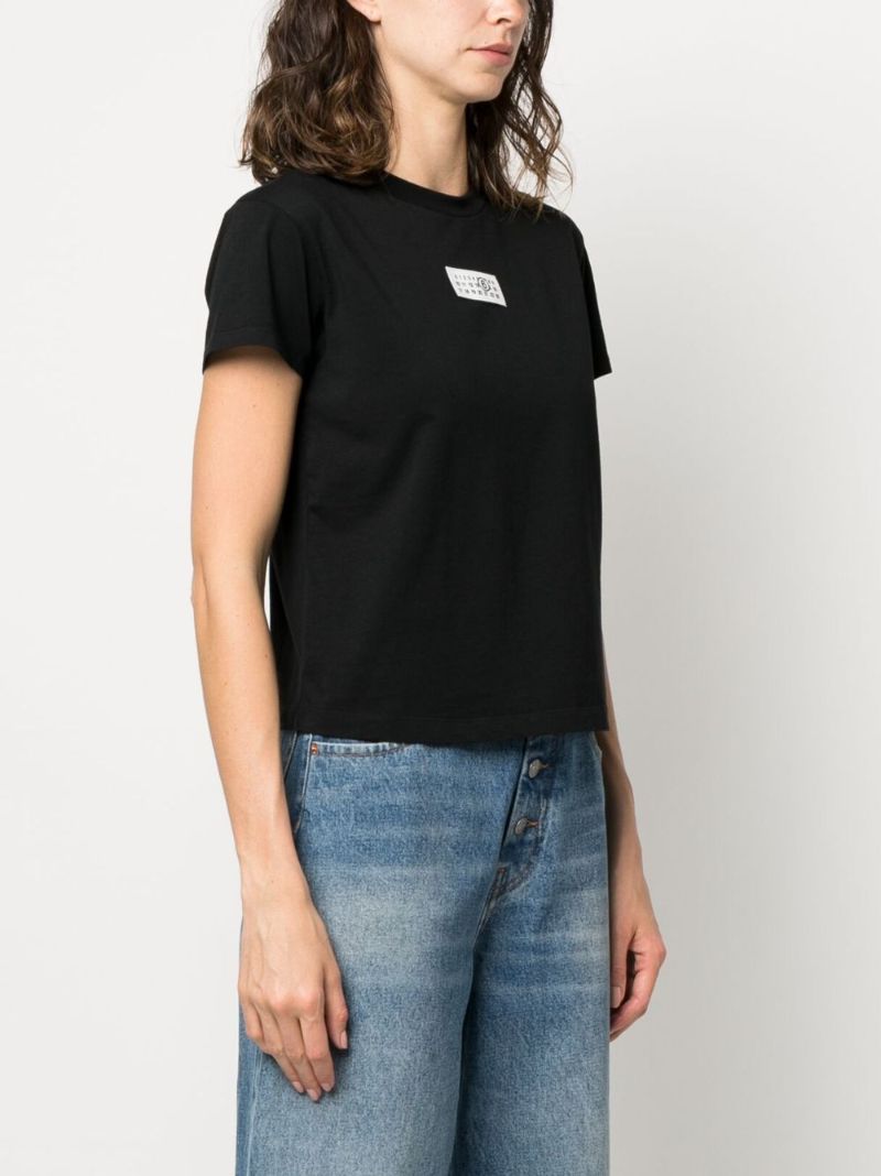 Black Cotton Numbers Logo T-shirt
